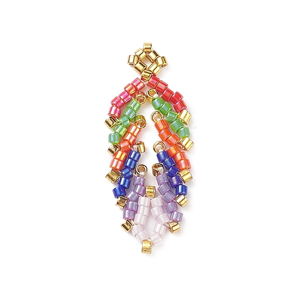 

PandaHall Handmade Loom Pattern MIYUKI Seed Beads, Feather, Colorful, 30x12x2mm, Hole: 1mm Glass Feather