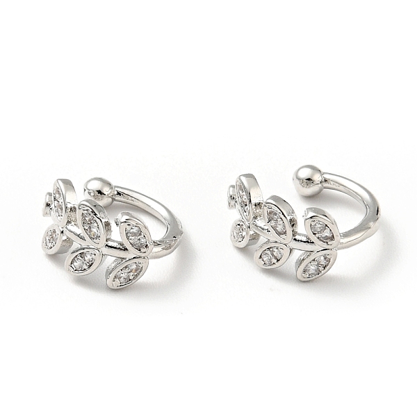 

PandaHall Clear Cubic Zirconia Leaf Cuff Earrings, Brass Jewelry for Non-pierced Ears, Cadmium Free & Lead Free, Platinum, 10x10.5x6mm Cubic...