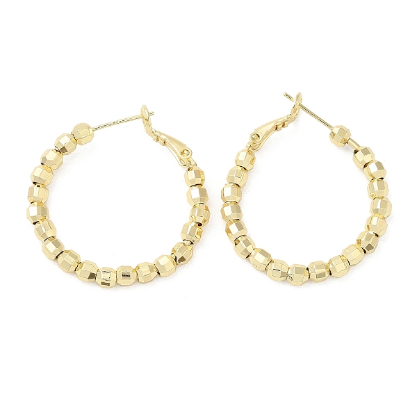 

PandaHall Brass Round Beaded Hoop Earrings, Real 16K Gold Plated, 30x29.5~31mm Brass
