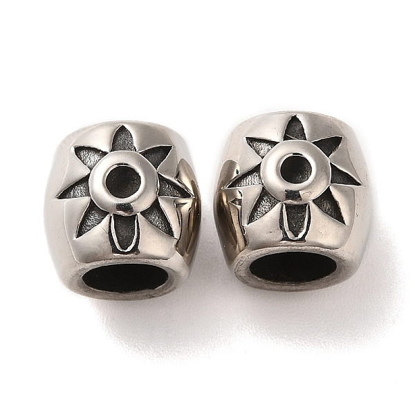 

PandaHall 304 Stainless Steel European Beads, Large Hole Beads, Barrel with Flower, Antique Silver, 9x10mm, Hole: 5mm 304 Stainless Steel...