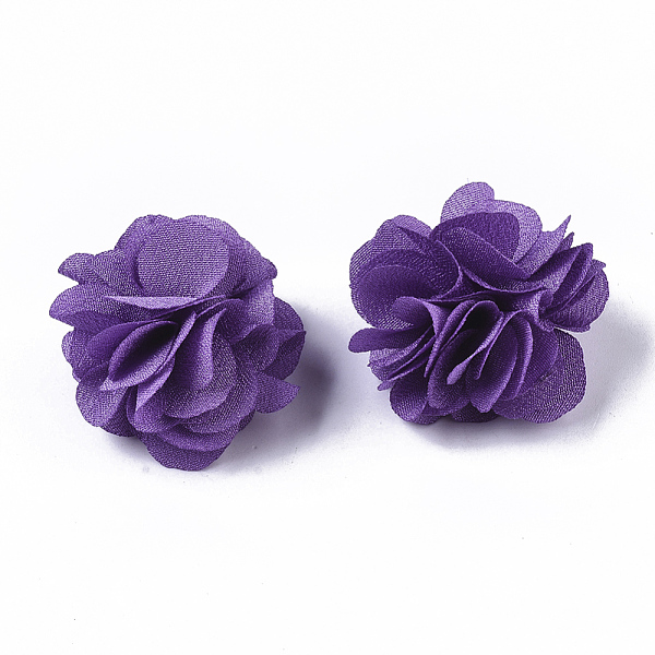 PandaHall Polyester Fabric Flowers, for DIY Headbands Flower Accessories Wedding Hair Accessories for Girls Women, Purple, 34mm Cloth Flower...