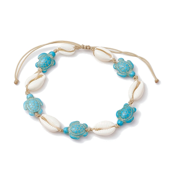 

PandaHall Natural Mixed Cowrie Shell with Synthetic Turquoise Beaded Anklets, Tortoise, Inner Diameter: 2-1/8~~3-7/8 inch(5.45~9.85cm)...