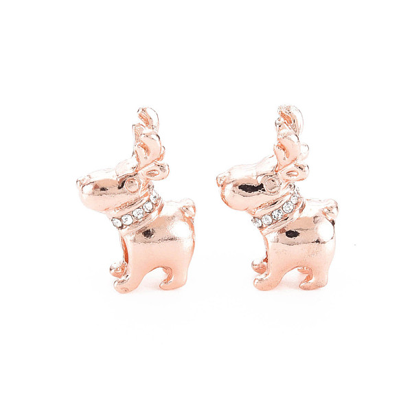 

PandaHall Rack Plating Alloy European Beads, with Rhinestone, Large Hole Beads, Cadmium Free & Nickel Free & Lead Free, Dog, Rose Gold..., Clear