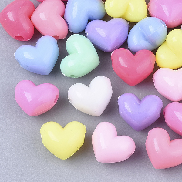 

PandaHall Opaque Acrylic Beads, Heart, Mixed Color, 13x16x12mm, Hole: 3mm, about 485pcs/500g Acrylic Heart Multicolor