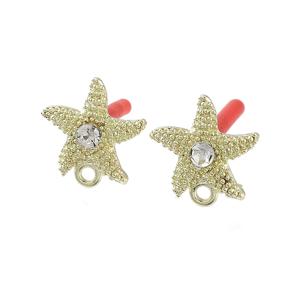

PandaHall Rack Plating Golden Alloy with Rhinestone Stud Earring Findings, with Loops and 304 Stainless Steel Pins, Cadmium Free & Nickel...