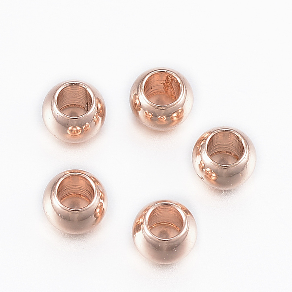 

PandaHall Ion Plating(IP) 304 Stainless Steel Beads, Round, Rose Gold, 4x3mm, Hole: 2mm 304 Stainless Steel Round
