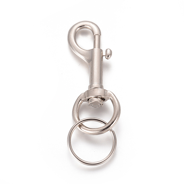 

PandaHall Alloy Swivel Clasps, Bolt Snaps with Iron Split Key Ring, for Dog Leash, Platinum, 96mm Alloy