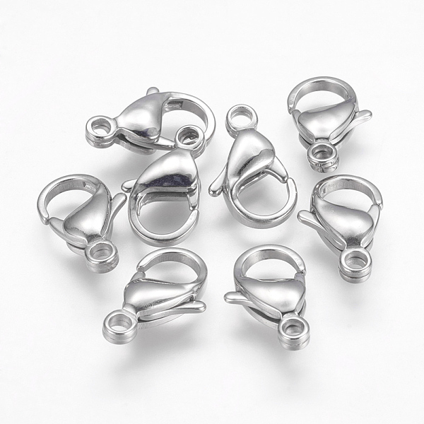 

PandaHall 304 Stainless Steel Lobster Claw Clasps, Stainless Steel Color, 17x11x5mm, Hole: 2mm 304 Stainless Steel Others