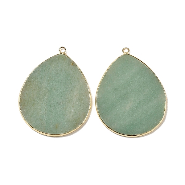 

PandaHall Natural Green Aventurine Pendants, with Brass Findings, Teardrop, Golden, Undyed, 41~41.5x32x2mm, Hole: 1.5mm Green Aventurine...