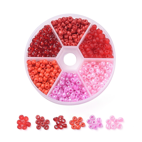 

PandaHall 6/0 Glass Seed Beads, Frosted Colors & Opaque Colours & Silver Lined & Ceylon, Round, Red, 6/0, 4mm, Hole: 1~1.5mm, 60g/box, about...