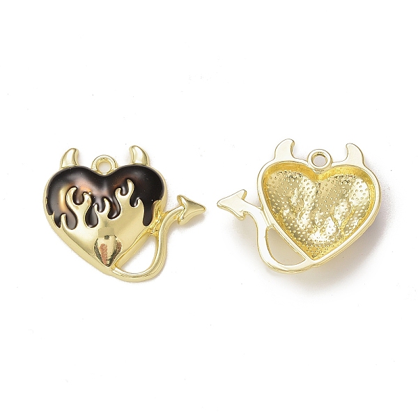 

PandaHall Rack Plating Alloy Enamel Pendants, Golden, Heart Evil Charm, Coconut Brown, 22.5x25x4.5mm, Hole: 1.8mm Alloy+Enamel Heart