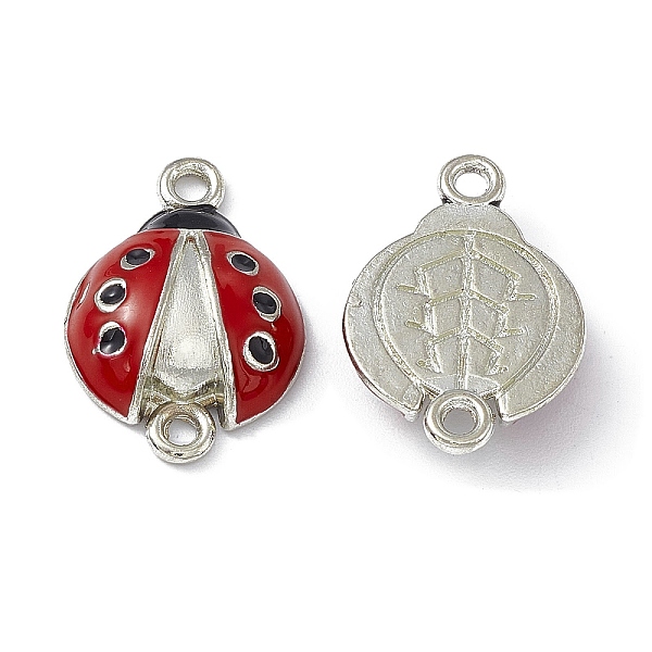 

PandaHall Alloy Enamel Connector Charms, Black & FireBrick, Ladybug Links, Platinum, 20x13.5x4.5mm, Hole: 1.5mm Alloy+Enamel Ladybug Red