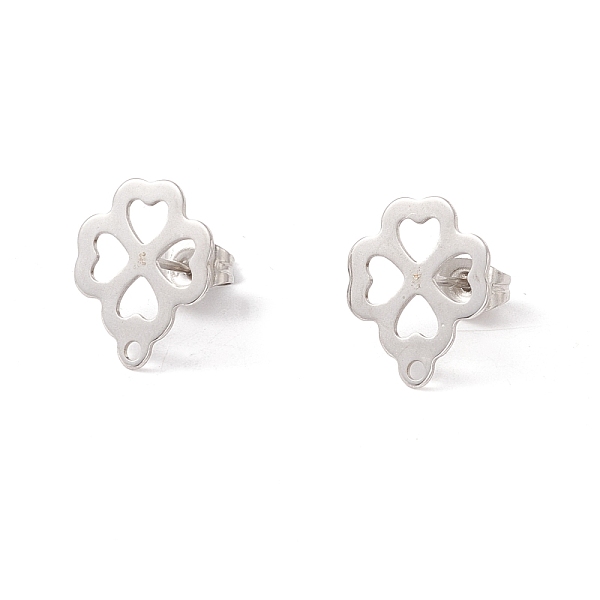 

PandaHall 201 Stainless Steel Stud Earring Findings, with 304 Stainless Steel Pins, Horizontal Loops and Ear Nuts, Clover, Stainless Steel...
