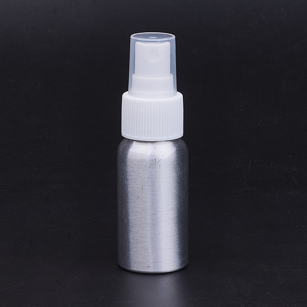 PandaHall Refillable Aluminum Bottles, Salon Hairdresser Sprayer, Water Spray Bottle, Platinum, White, 104x32mm, Capacity: 30ml(1.01fl. oz)...