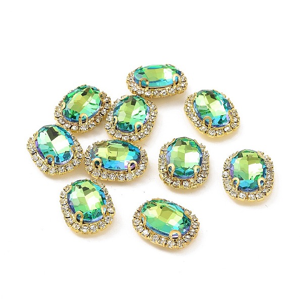 

PandaHall Oval Sew on Rhinestone, Faceted Glass Rhinestone, Multi-Strand Links, with Golden Tone Brass Rhinestone Settings, Sphinx..., Green