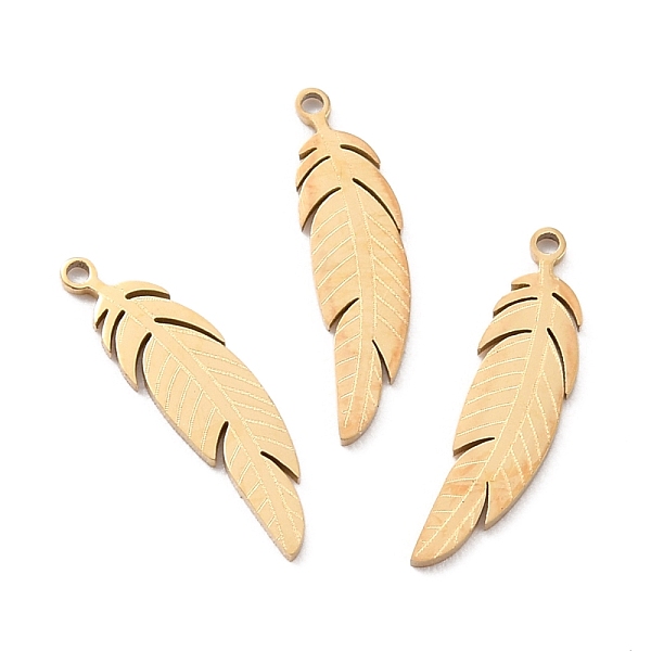 

PandaHall Ion Plating(IP) 316 Surgical Stainless Steel Pendants, Manual Polishing, Feather, Golden, 15.5x4x1mm, Hole: 0.8mm 316 Surgical...