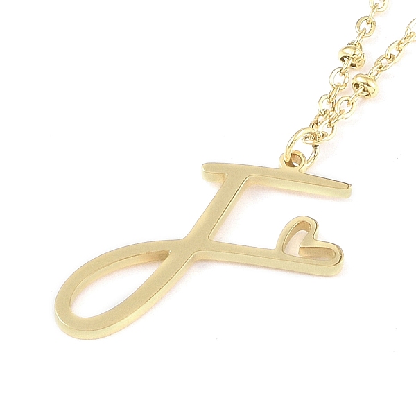 

PandaHall 304 Stainless Steel Pendant Necklaces, Letter Charms, Letter F, 16.22 inch(41.2cm), Pendant: 22.5x21x1.3mm 304 Stainless Steel...
