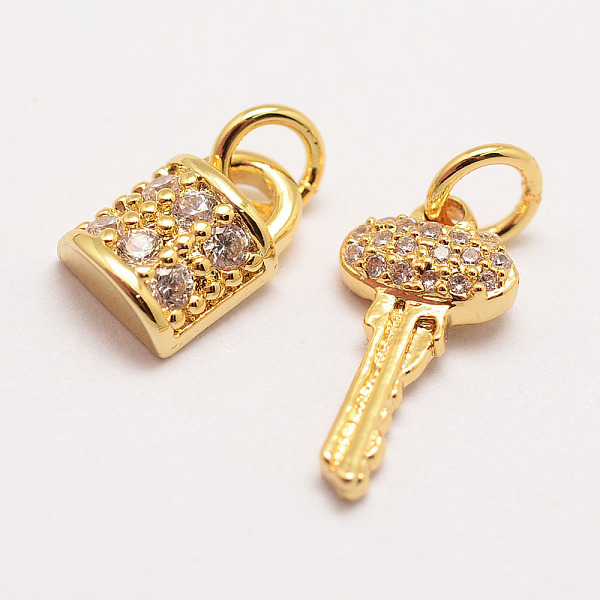 

PandaHall Brass Micro Pave Grade AAA Cubic Zirconia Charms, Long-Lasting Plated, Key and Padlock, Cadmium Free & Nickel Free & Lead Free...