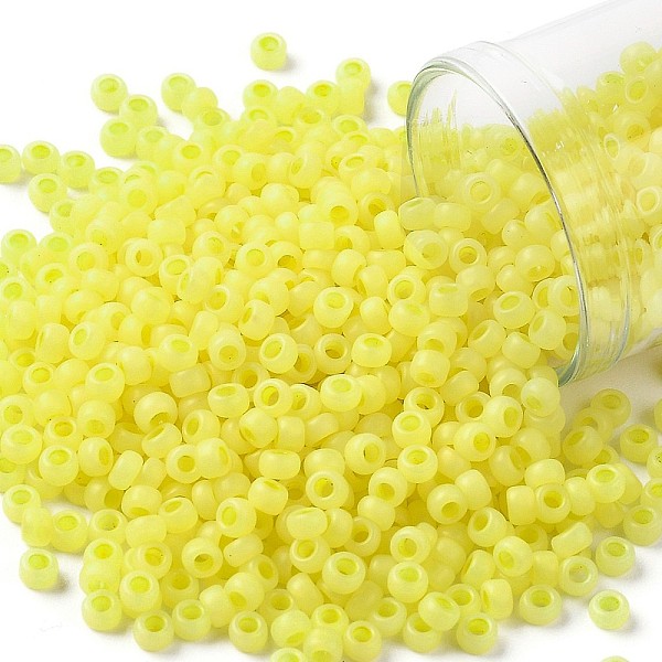 

PandaHall TOHO Round Seed Beads, Japanese Seed Beads, Frosted, (902F) Canary Yellow Pearl Matte, 8/0, 3mm, Hole: 1mm, about 222pcs/10g Glass...