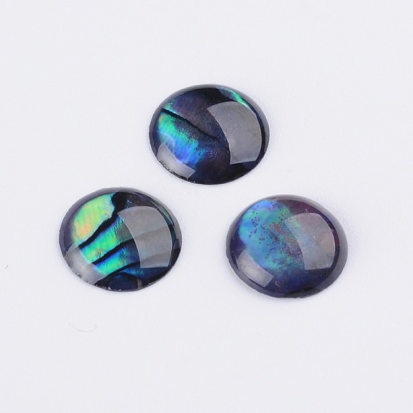

PandaHall Abalone Shell/Paua Shell Cabochons, Half Round/Dome, Colorful, 8x1~1.5mm Shell Half Round