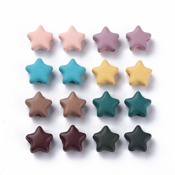 

PandaHall Spray Painted Acrylic Beads, Star, Mixed Color, 8.5x9.5x5mm, Hole: 2mm, about 2050pcs/500g Acrylic Star Multicolor
