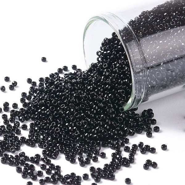 

PandaHall TOHO Round Seed Beads, Japanese Seed Beads, (49) Opaque Jet, 11/0, 2.2mm, Hole: 0.8mm, about 5555pcs/50g Glass Black