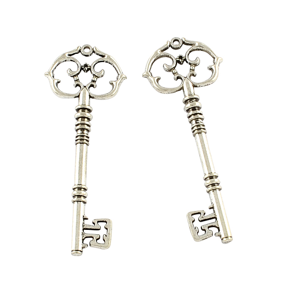 

PandaHall Tibetan Style Alloy Skeleton Key Big Pendants, Cadmium Free & Lead Free, Antique Silver, 83x31x6mm, Hole: 2.5mm, about 49pcs/500g...