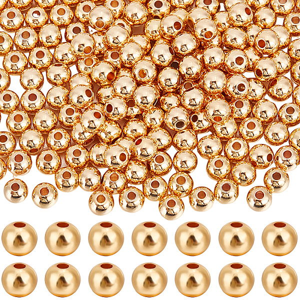 

PandaHall Beebeecraft 1 Box 200Pcs 5mm Round Beads 14K Gold Plated Smooth Loose Ball Spacer Beads for Jewellery Making Bracelets Necklace...