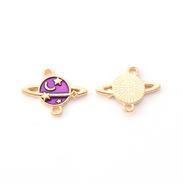 

PandaHall Alloy Enamel Links Connectors, Planet, Light Gold, Dark Violet, 15x19x3mm, Hole: 1.6mm Alloy+Enamel Planet