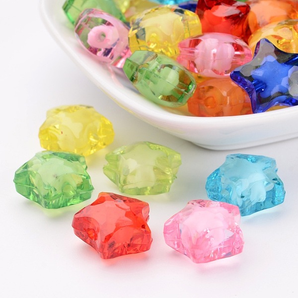 

PandaHall Transparent Acrylic Beads, Bead in Bead, Star, Mixed Color, 16x15x10mm, Hole: 2mm, about 520pcs/500g Acrylic Star Multicolor
