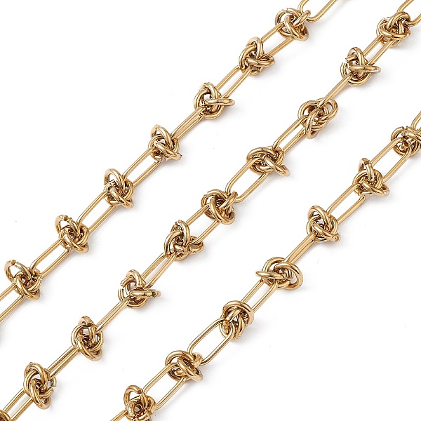 

PandaHall Ion Plating(IP) 304 Stainless Steel Knot Link Chains, Unwelded, with Spool, for DIY Jewelry Making, Golden, 12x6x1.2mm, 7x1.4mm...