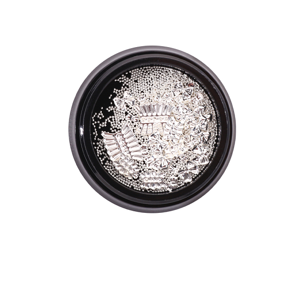 

PandaHall 1 Box Metal Nail Art Accessories Kits, Including Skirt & Bowknot Brass Cabochons, Round Stainless Steel Micro Beads, DIY Nail Tip...