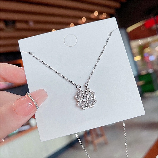 

PandaHall Titanium Steel Cable Chain Necklaces, Rhinestone Pendant Necklaces, Clover, 8.27~19.69 inch(21~50cm) Titanium Steel Clover