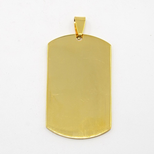 

PandaHall 201 Stainless Steel Stamping Blank Tag Pendants, Rectangle, Golden, 50x29x1.5mm, Hole: 9x3mm 201 Stainless Steel Rectangle