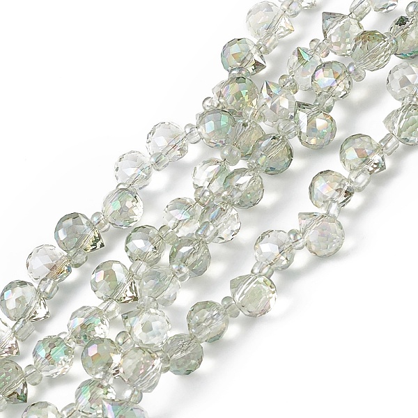

PandaHall Transparent Electroplate Glass Beads Strands, Faceted, Top Drilled Teardrop, Full Rainbow Plated, Medium Aquamarine, 8x6~6.5mm...