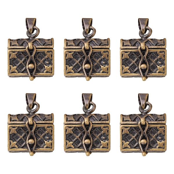 

PandaHall Brass Prayer Box Pendants, Rectangle, Antique Bronze Color, Size: about 16mm wide, 24mm long, hole: 4mm Brass Rectangle