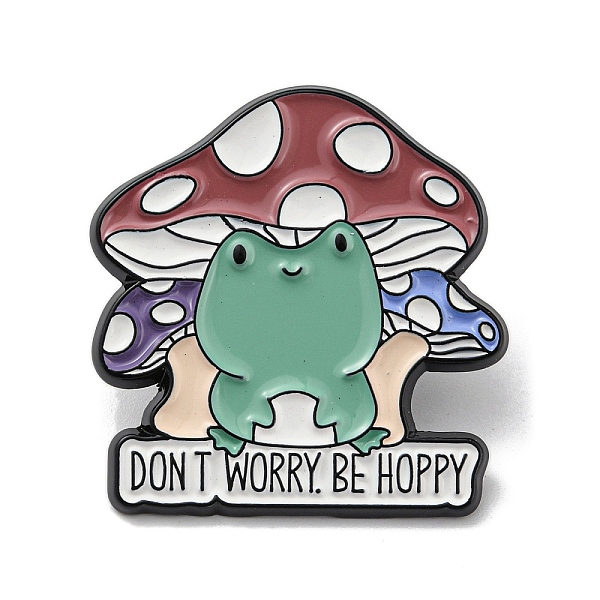 

PandaHall Mushroom Theme Alloy Enamel Brooch, Don't Worry Be Hoppy Frog Enamel Pins, for Men and Women, Medium Aquamarine, 30.5x29x1.5mm...