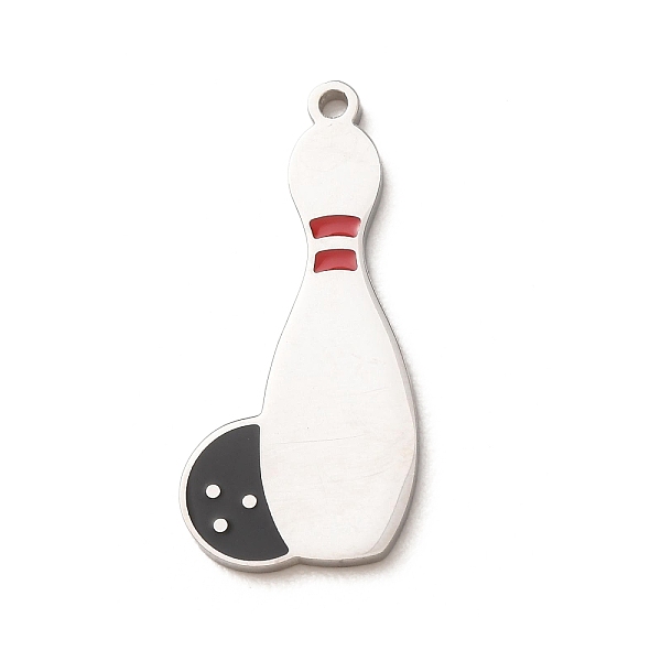 304 Stainless Steel with Black Enamel Pendants