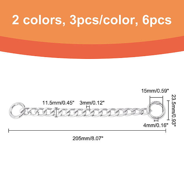 OLYCRAFT 6Pcs Alloy Shoe Charms Alloy Shoe Chains Shoe Chain Accessories For Shoes Decorating 205x11.5x3mm 2 Color