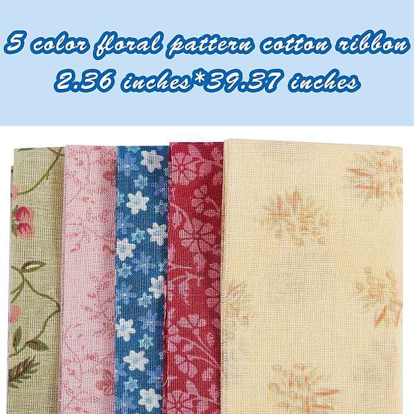 

PandaHall 4 bundle 4 colors Cotton Ribbon, for Hair Accessories Craft and Christmas Gift Wrapping, Flower Pattern, Mixed Color, 2-3/8 inch..., Multicolor