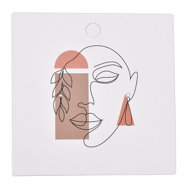 PandaHall Square Cardboard Earring Display Cards, for Jewlery Display, Women Pattern, 8x8x0.04cm, about 100pcs/bag Paper Human