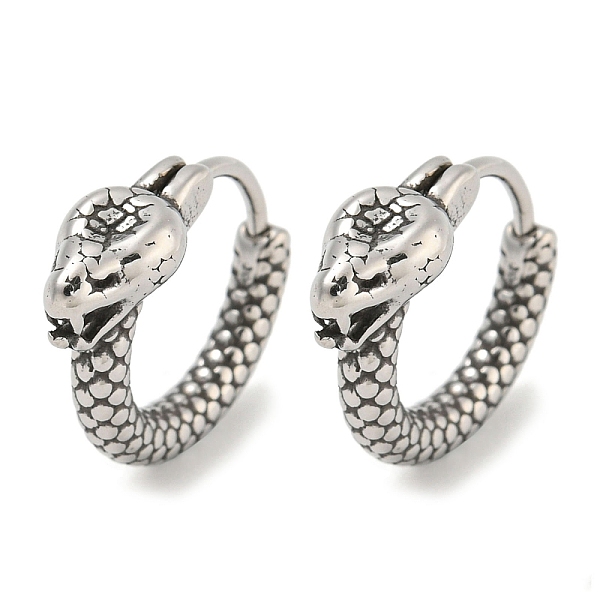 

PandaHall 316 Surgical Stainless Steel Hoop Earrings, Antique Silver, Snake, 14.5x5.5mm 316 Surgical Stainless Steel Snake