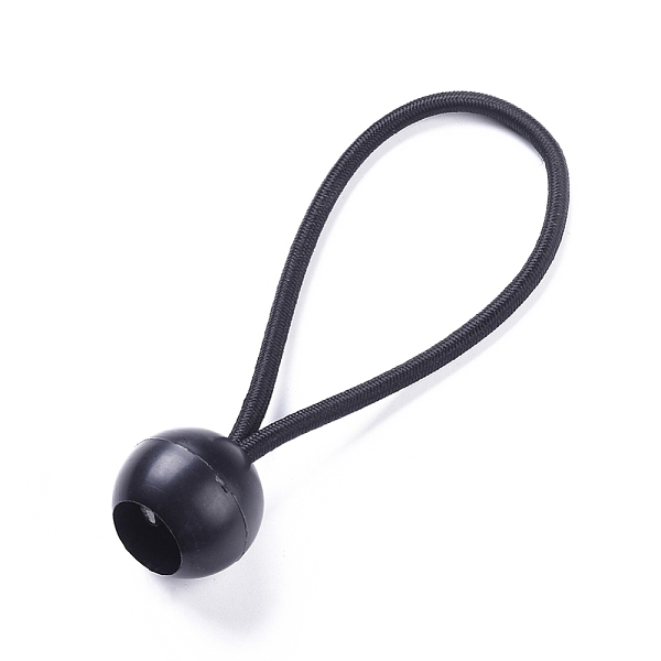 

PandaHall Ball Bungee, Tie Down Cords, for Tarp, Canopy Shelter, Wall Pipe, Black, 155x3.5mm, Ball: 27x24mm Elastic Fibre Round Black