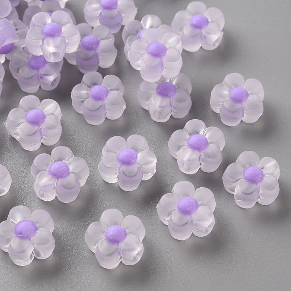 

PandaHall Transparent Acrylic Beads, Frosted, Bead in Bead, Flower, Lilac, 12x12.5x6mm, Hole: 2.5mm Acrylic Flower Purple