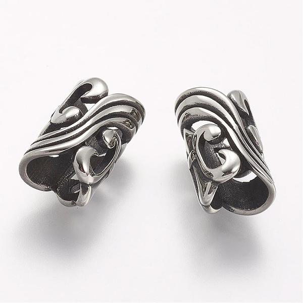 

PandaHall 304 Stainless Steel Hollow Beads, Tube, Large Hole Beads, Antique Silver, 20x12mm, Hole: 8mm 304 Stainless Steel Tube