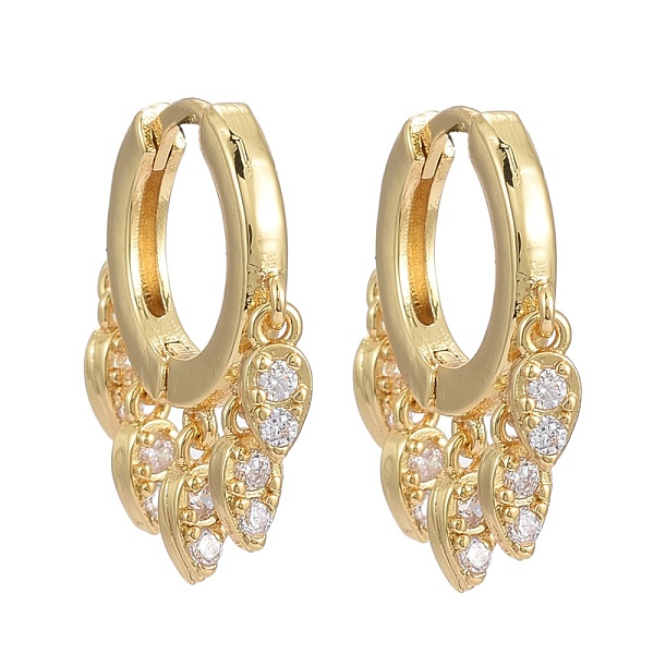 

PandaHall Brass Micro Pave Clear Cubic Zirconia Huggie Hoop Earrings, Long-Lasting Plated, Teardrop, Real 18K Gold Plated, 19.5mm, Pin...