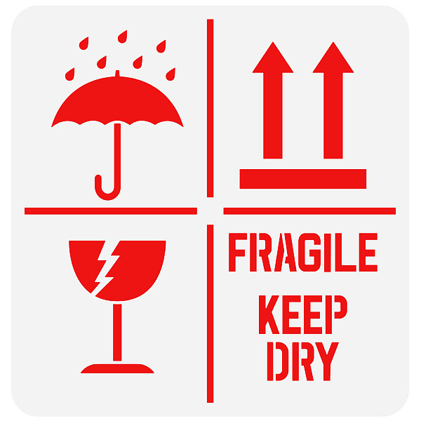 

PandaHall FINGERINSPIRE Keep Dry Fragile Up Text Stencil 11.8x11.8inch Reusable Keep Dry Sign Drawing Stencil DIY Craft Fragile Up Sign...