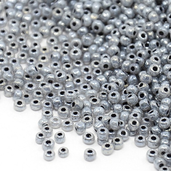 

PandaHall (Repacking Service Available) Glass Seed Beads, Ceylon, Round, Gray, 8/0, 3mm, Hole: 1mm, about 12g/bag Glass Gray