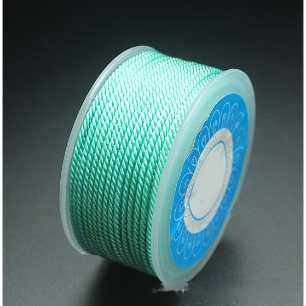

PandaHall Round Nylon Cords, Milan Cords/Twisted Cords, Aquamarine, 1.5mm, about 25.15 yards(23m)/roll Nylon Green