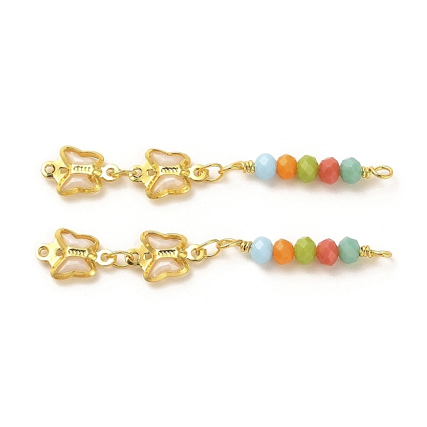 

PandaHall Rack Plating Brass Links Connector Charms, with Glass Beads, Butterfly, Real 18K Gold Plated, 47mm, Hole: 0.9mm Brass Butterfly..., Multicolor